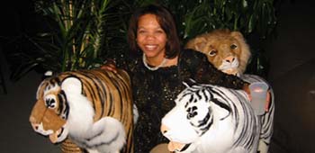 Paula with stuffed tigers